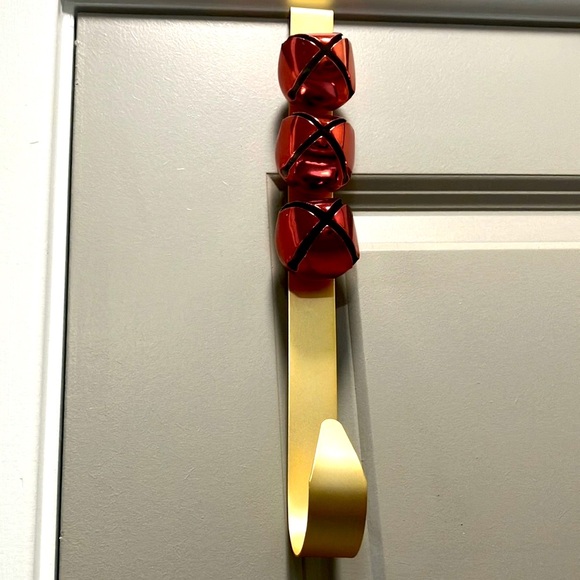Vintage gold door hanger with three red jingle bells - Picture 1 of 3